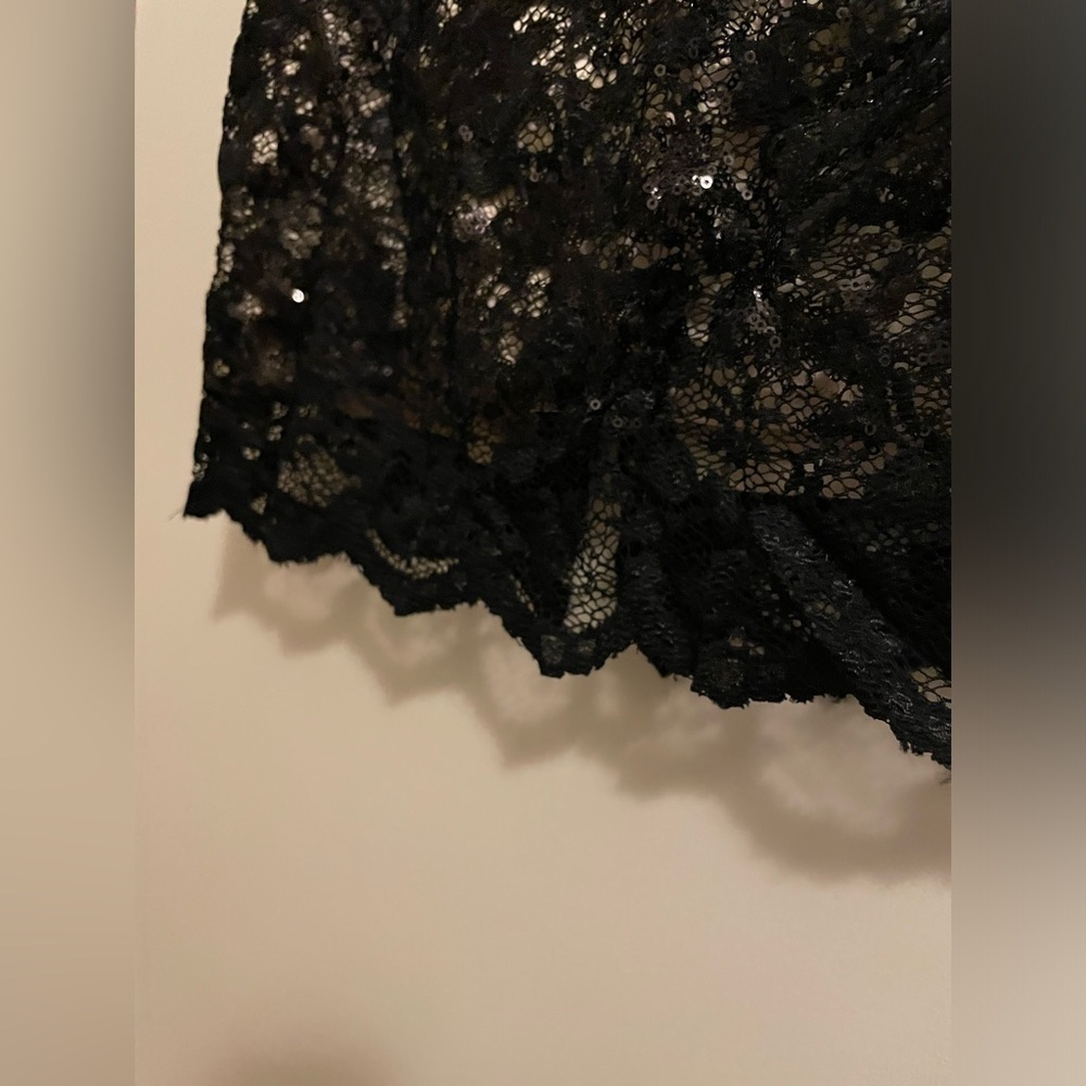 Wyatt Black Sequined Lace Fully Lined Midi Skirt Size 2 - Picture 5 of 11